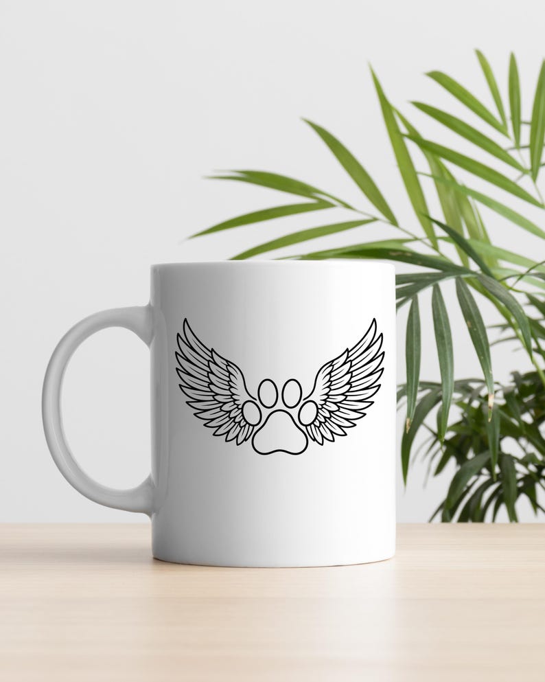 Angel Wings Paw Print SVG PNG, Pet Memorial Design, Dog Cat Paw Vector ...