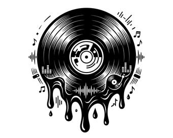 Disque vinyle dégoulinant SVG PNG | Conception DJ pour mélomane | Fichier de coupe fusion Lp rétro pour Cricut Silhouette
