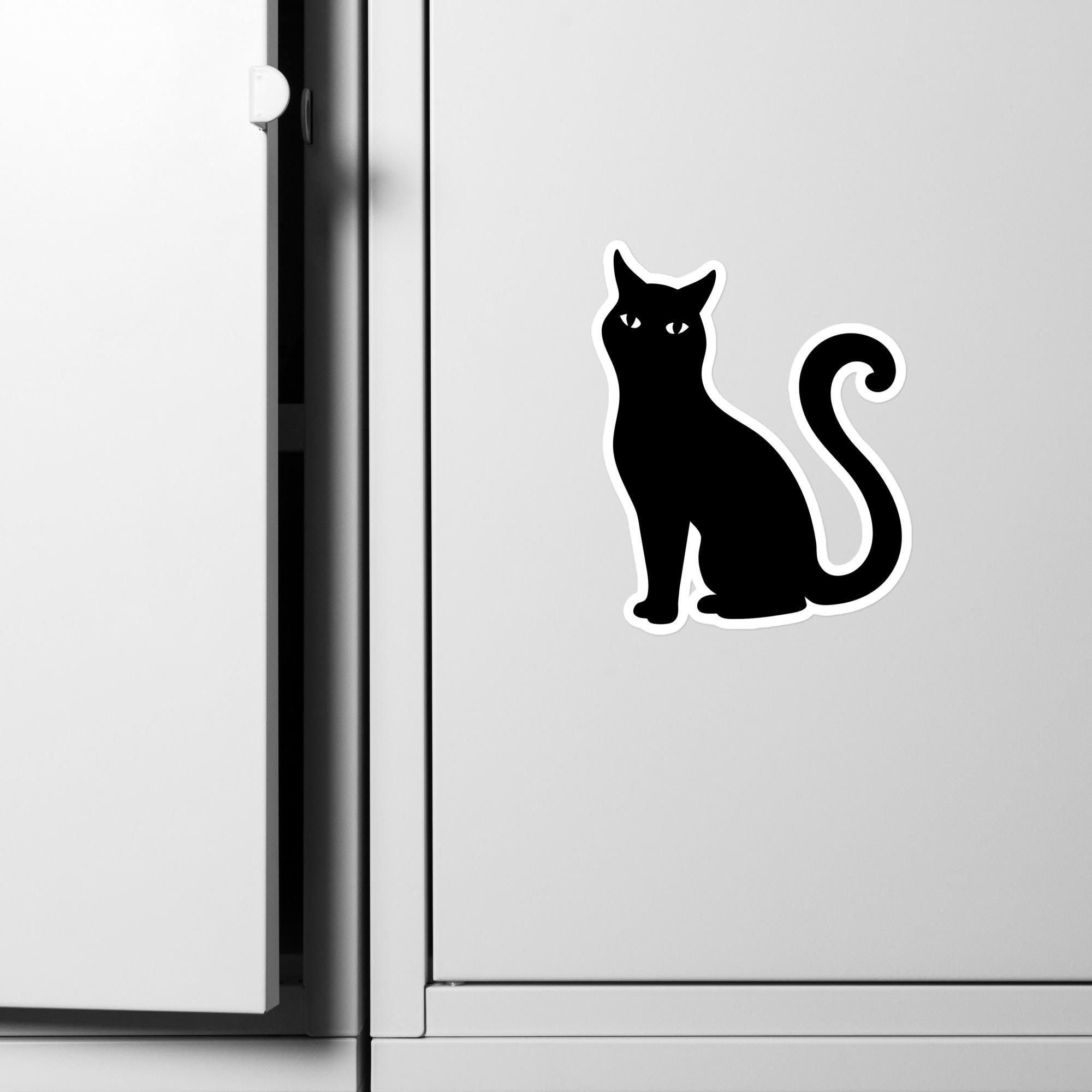 Black Cat Vinyl Sticker, Cute Cat Decal for Laptop, Water Bottle ...