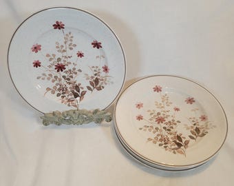 Platos de ensalada Noritake Versatone Outlook, 4 piezas, VTG B305W10, color crema con estampado floral, 20 cm (8"), estilo moderno de mediados de siglo.