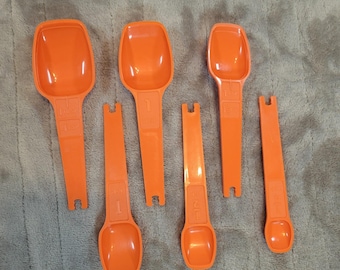 Tupperware Messlöffel Set 6p Orange Vintage Nesting Flachboden D-Form