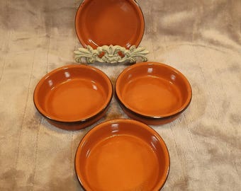 Juego de 4 ramequines de terracota Cerma para tapas, esmaltados en naranja y marrón, 11,4 cm (4,5 pulgadas)