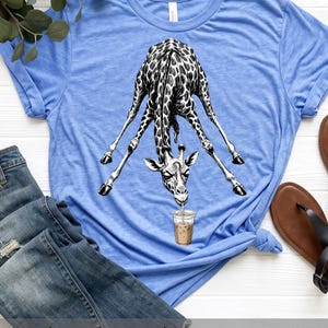 Funny Giraffe Sipping Iced Coffee Svg, Sarcastic Safari Animal Png, Caffeine Lover Gift T Shirt Design, Quirky Wildlife Illustration Clipart
