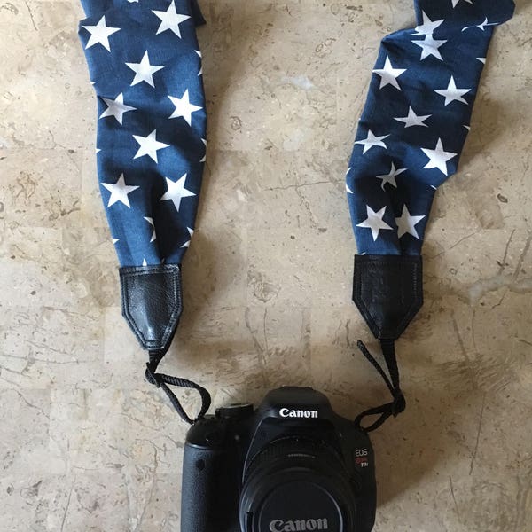 Navy Stars Scarf Camera Strap
