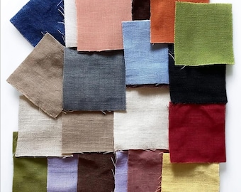 40 Color Linen Fabric Swatch Pack, European Linen Samples, Home Decor Textiles