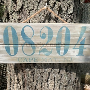 Cape May New Jersey Sign Beach House Decor Boy Decor Rustic Distressed Driftwood Jute Coastal Nautical Decor