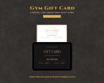 Plantilla de tarjeta de regalo para gimnasio, vale de entrenador personal, certificado de regalo de fitness, Canva, imprimible, regalo de entrenamiento, negocio de gimnasio