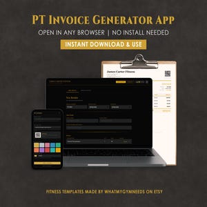 Personal Trainer Invoice Generator App HTML Tool Create Save Print Management Payments Offline No Install Browser Fitness Coach Business
