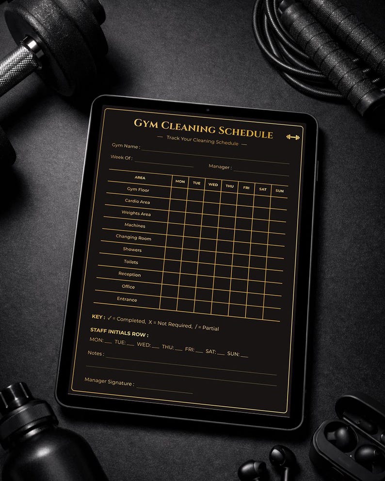 Gym Cleaning Schedule, Editable Canva Template, Printable Weekly Staff ...