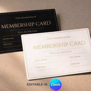 Plantilla de tarjeta de membresía de gimnasio, pase de cliente de entrenador personal, tarjeta de estudio de fitness, Canva, imprimible, negocio de gimnasio, editable imagen 3