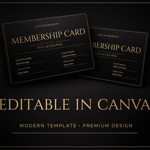 Plantilla de tarjeta de membresía de gimnasio, pase de cliente de entrenador personal, tarjeta de estudio de fitness, Canva, imprimible, negocio de gimnasio, editable imagen 2