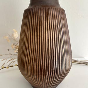 Montanus & Remy Vase - gerippte Sgraffito Keramik - Vintage Studio Pottery - Mid Century Design