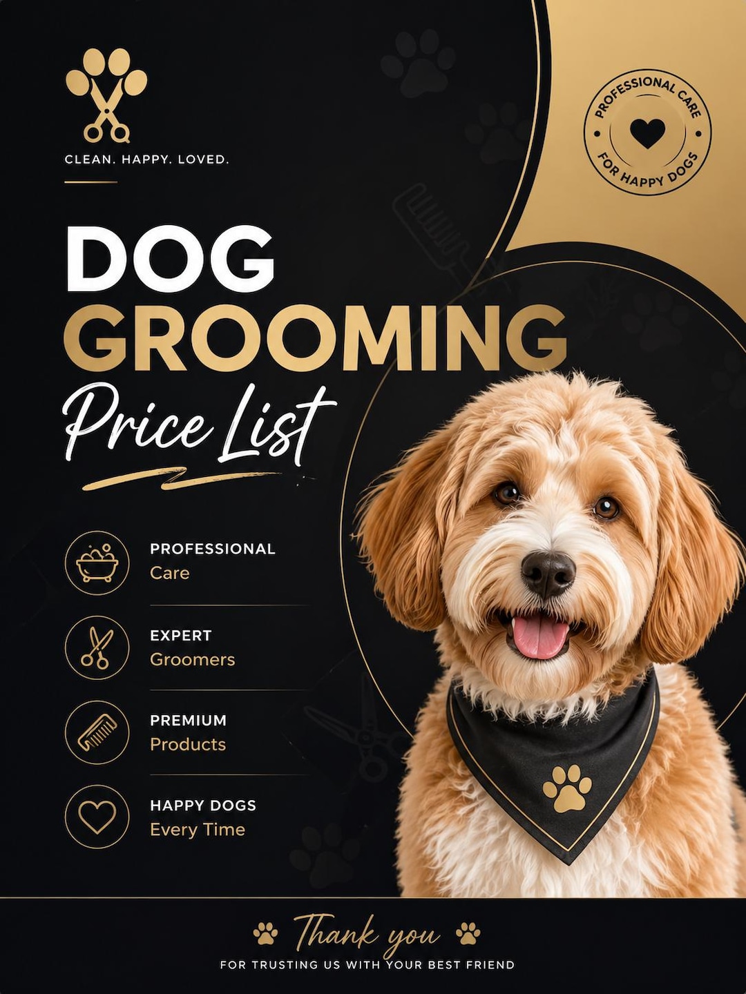 Grooming Price List Template Canva Editable Pet Salon Pricing Menu - Etsy
