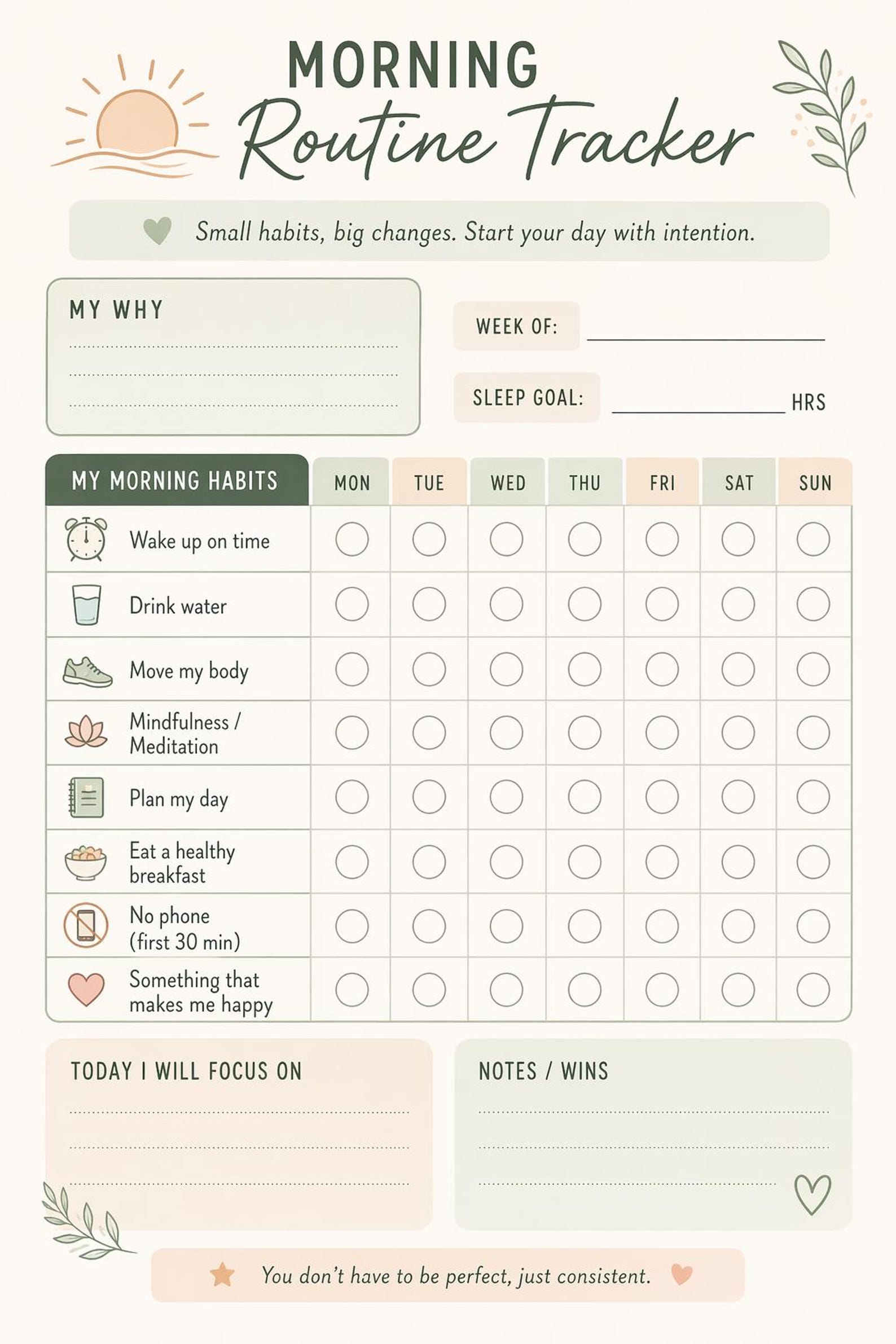 Morning Routine Tracker Printable - Etsy