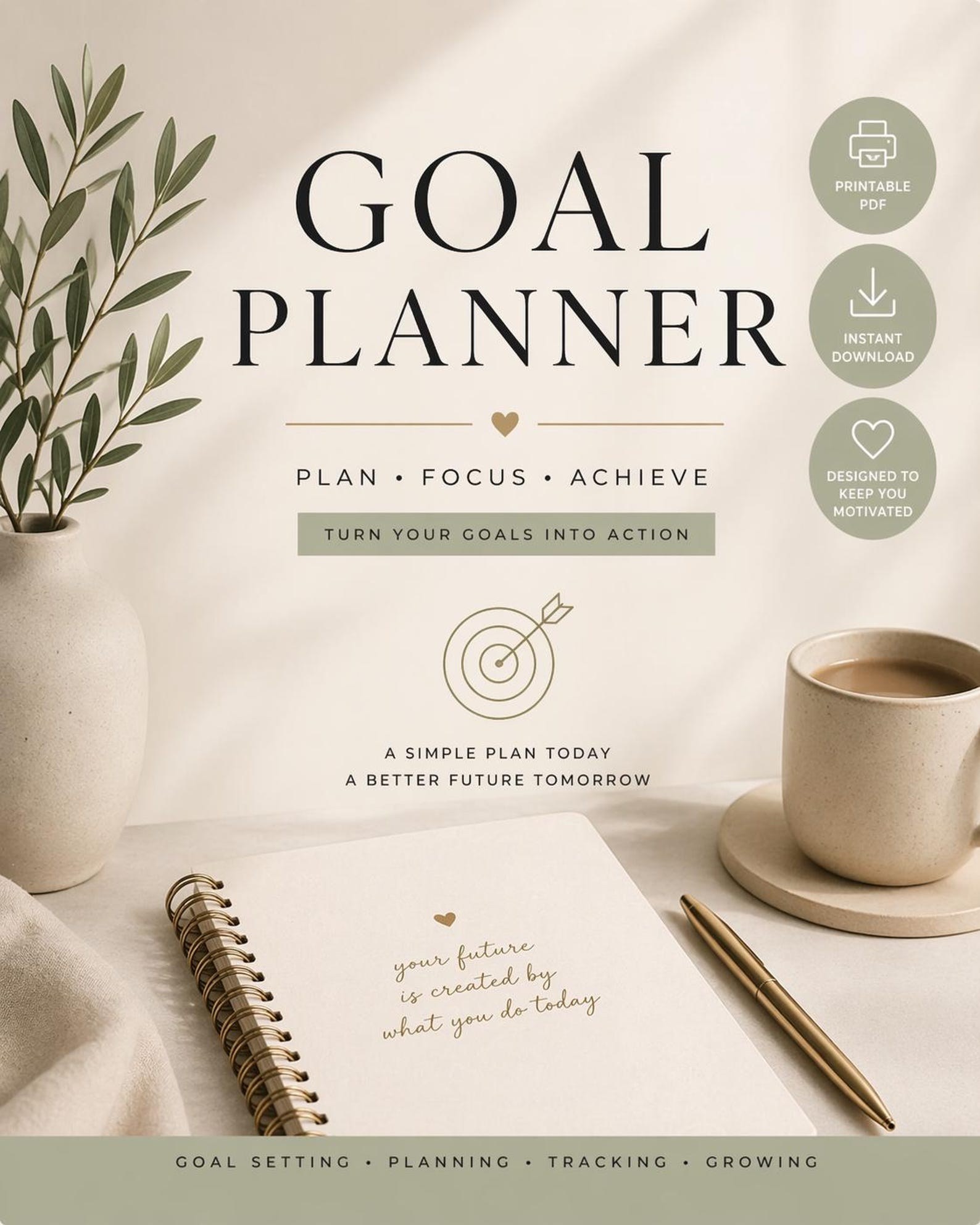 Goal Planner Printable PDF | Goal Setting Workbook (instant Download ...