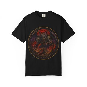 Hellbat Vs Knight Art T-shirt | Dark Fantasy Demon Illustration