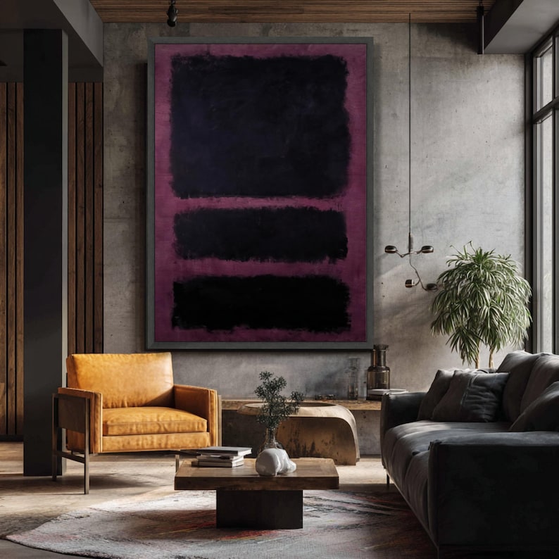 Mark Rothker Dark Colours Mark Rothko Inspired Black Purple Abstract Canvas Print, Dark ...