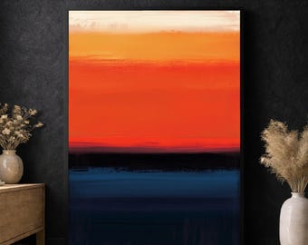 Mark Rothko Orange Blue Color Field Canvas Print, Bold Abstract Wall Art, Modern Minimalist Decor