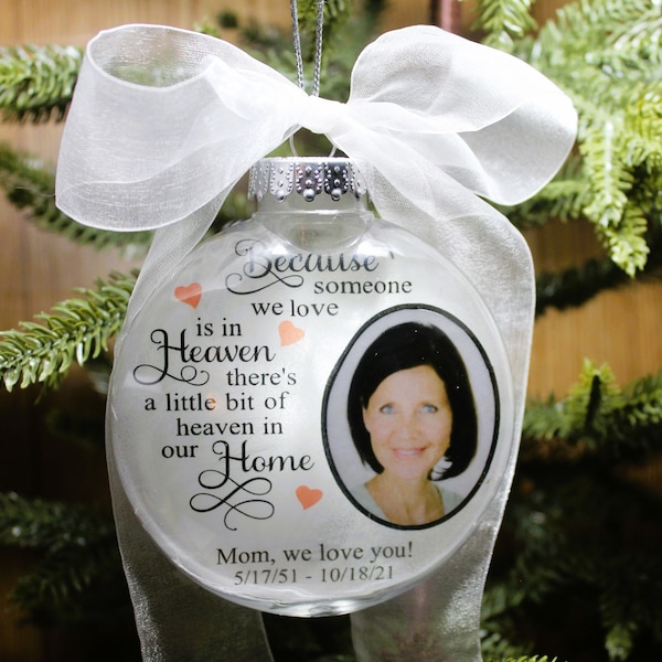 SOMEONE we LOVE is in HEAVEN Personalized Photo Memorial 4" Christmas Ornament-In Loving Memory-Loss of Loved One-Sympathy Gift Keepsake