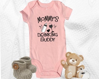 MOMMY'S DRINKING BUDDY - Wine Infant Baby Unisex Custom Bodysuit Onesie® Carter's™ Vinyl Tons of Colors, Sizes & Styles! Great Gift Idea!
