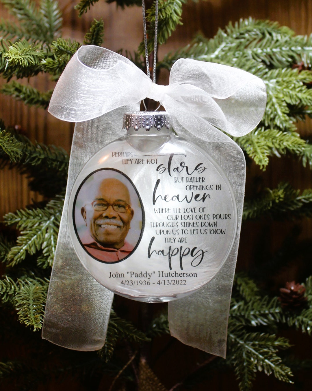 OPENINGS in HEAVEN Personalized PHOTO Memorial 4 Christmas Ornament-in Loving Memory-loss of ...
