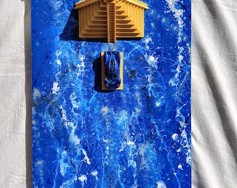 1 of 1 Pagani Utopia Custom Diorama, 1/64 Diecast Wall Art, Unique 3D Printed Mayan Pyramid Display, Luxury Car Guy Gift, Hypercar DT Relics