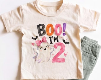 Boo I'm Two Kids Shirt - Cute Ghost 2nd Birthday Toddler Tee