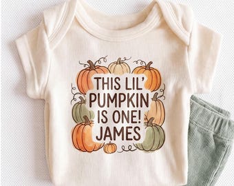 Personalized This Lil Pumpkin Is One Baby Onesie - Custom Fall First Birthday Bodysuit
