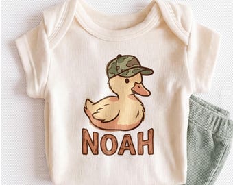 Personalized Duck Baby Onesie - Custom Name Camo Duck Hunting Bodysuit