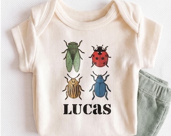 Personalized Bugs Baby Onesie - Custom Name Insect Cute Baby Bodysuit