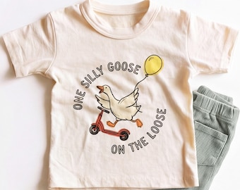 One Silly Goose On The Loose Kids Shirt - Funny 1st Birthday Toddler Tee