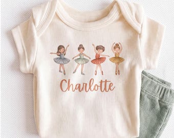 Personalized Ballerina Baby Onesie - Custom Ballet Dance Girl Bodysuit