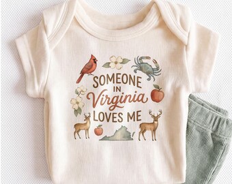 Someone In Virginia Loves Me Baby Onesie - Cute Virginia State Bodysuit