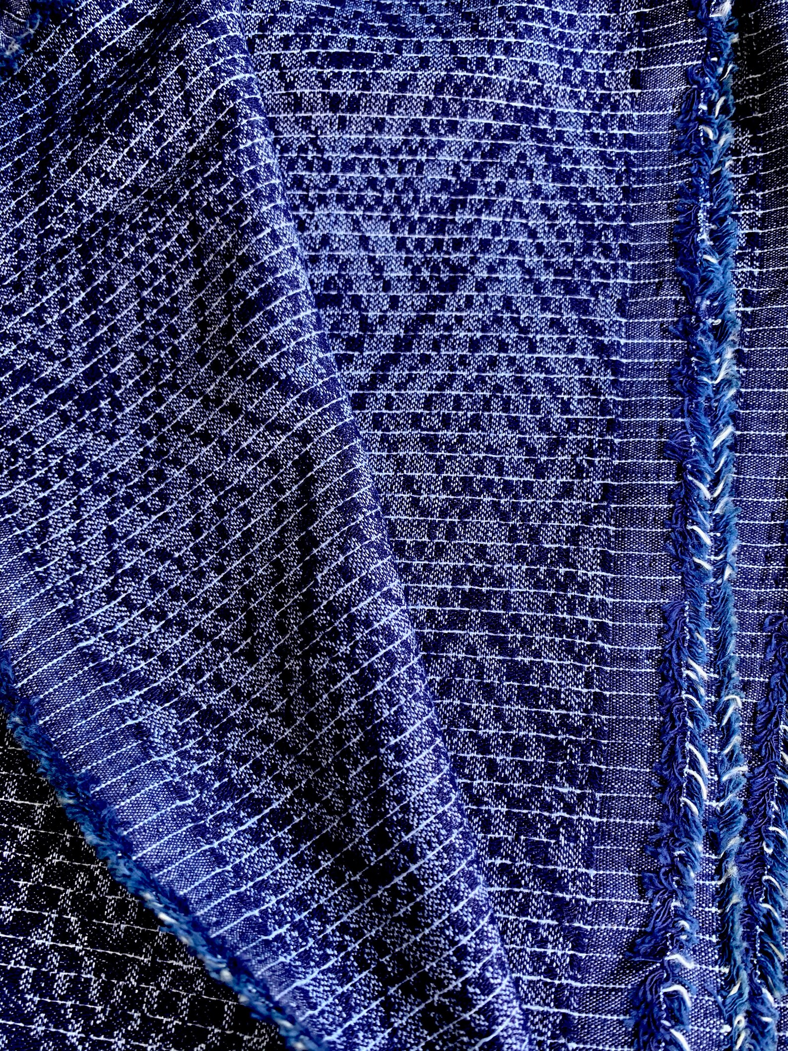 Geometric Indigo Jacquard Woven Fabric 1 YARD Etsy