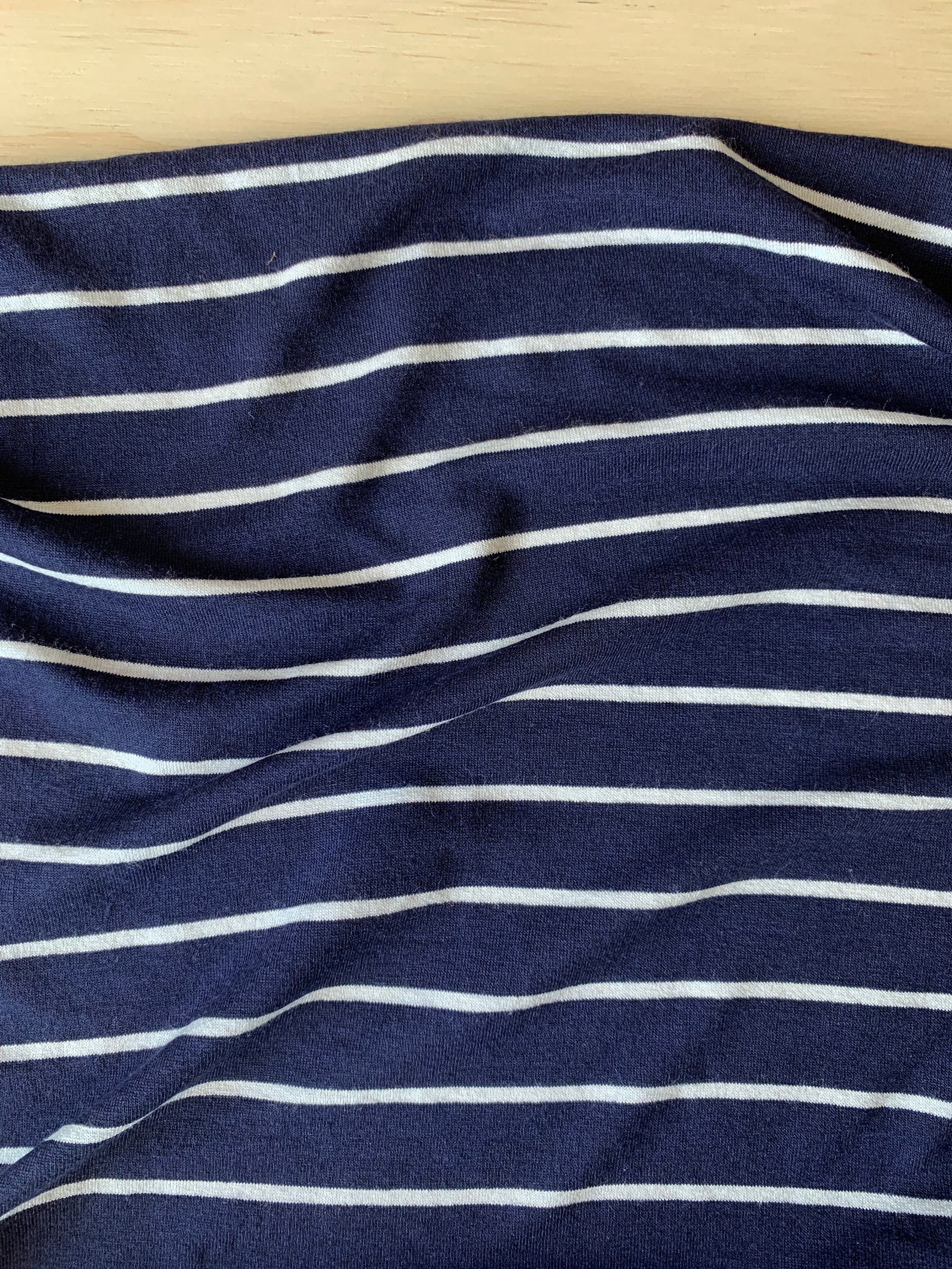 Navy and White Stripe Stretch Spandex Jersey T Shirt Fabric 1 | Etsy