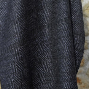 Black Ahimsa silk stole. Non-violent Tussah silk image 5