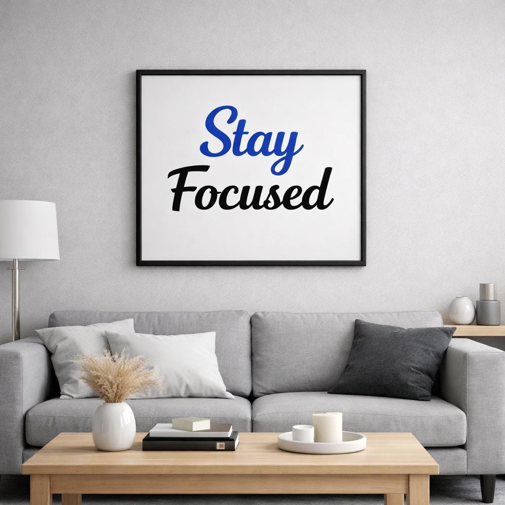 Stay Focused Wall Art Printable Minimalist Poster Motivational Quote ...