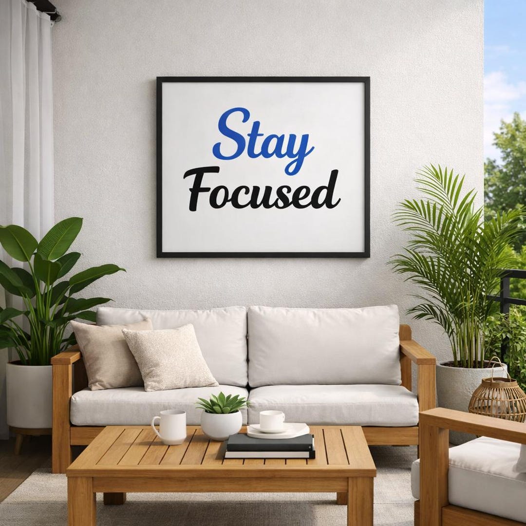 Stay Focused Wall Art Printable Minimalist Poster Motivational Quote ...