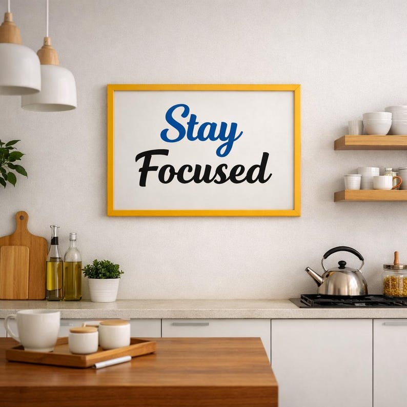 Stay Focused Wall Art Printable Minimalist Poster Motivational Quote ...