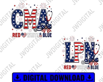LPN Nurse Patriotic PNG, Licensed Practical Nurse 4th of July Shirt Design, USA Flag Sublimation Download