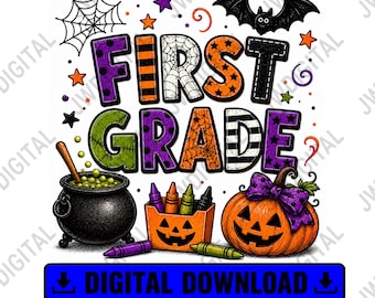 First Grade Teacher Halloween PNG, Cute Pumpkin Teacher Shirt Design, Fall School Sublimation Digital Download