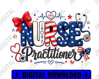 Patriotic Nurse Practitioner PNG, USA NP Shirt Design, American Flag Medical Sublimation Download, Healthcare png