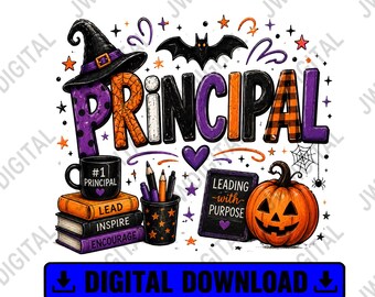 Halloween Principal PNG, Principal Shirt Design, School Administrator Halloween Sublimation Download, Principal Life PNG