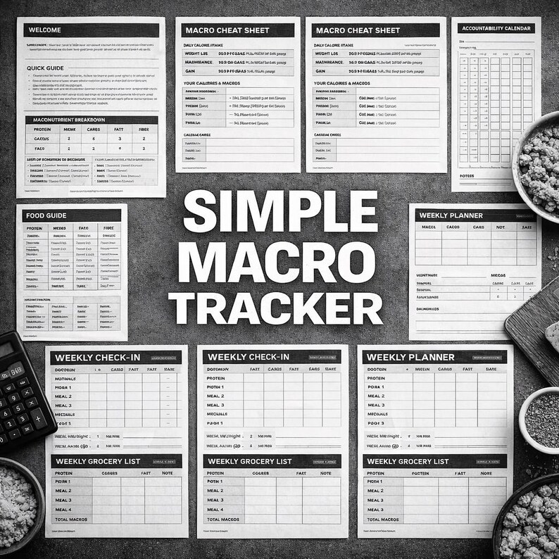 Macro Tracker Printable | Simple Calorie Counter PDF | Daily Nutrition Log | No App Needed Meal Planner image 2