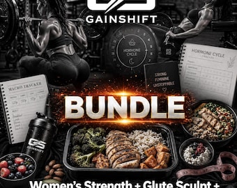 Frauen Workout Bundle PDF | 4-in-1 Komplettsystem | Kraft-Glute-Zyklus-Ernährung | Weibliche Fitness Bündel Download