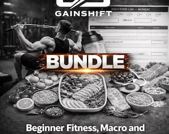 Anfänger Fitness Bundle PDF | 3-in-1-Starterkit | Workout Plan + Makro Tracker + Kalorien Log | Komplettes Anfänger-Fitnesssystem