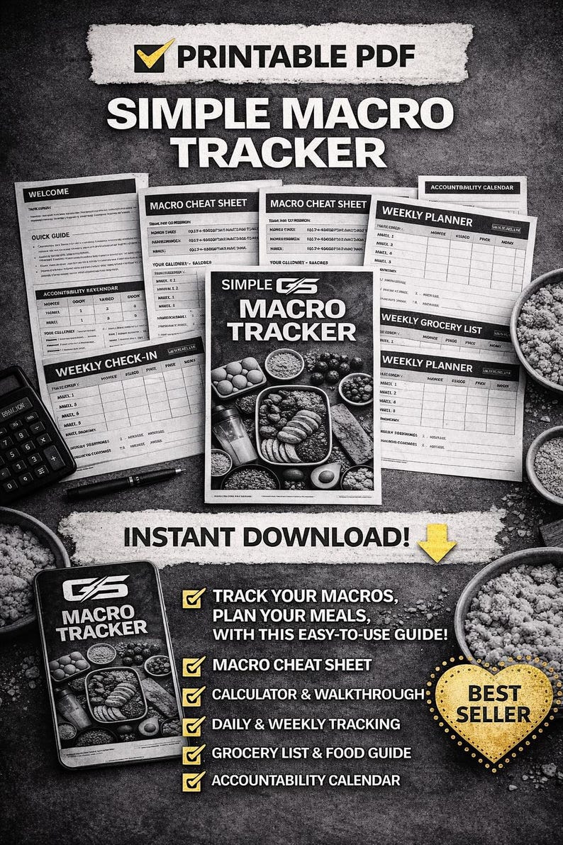 Macro Tracker Printable | Simple Calorie Counter PDF | Daily Nutrition Log | No App Needed Meal Planner image 10