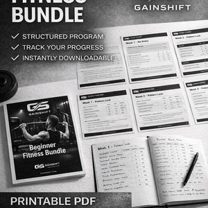 Beginner Workout Plan Printable | Starter Fitness Bundle PDF | Gym Plan for Beginners | First 4 Weeks Training System image 2