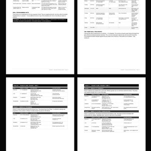 May include: Four pages of a training program with text and tables. The pages include information on handstand and wall drills, a 16-week integrated program, and phase plans for strength training. The pages are black and white.