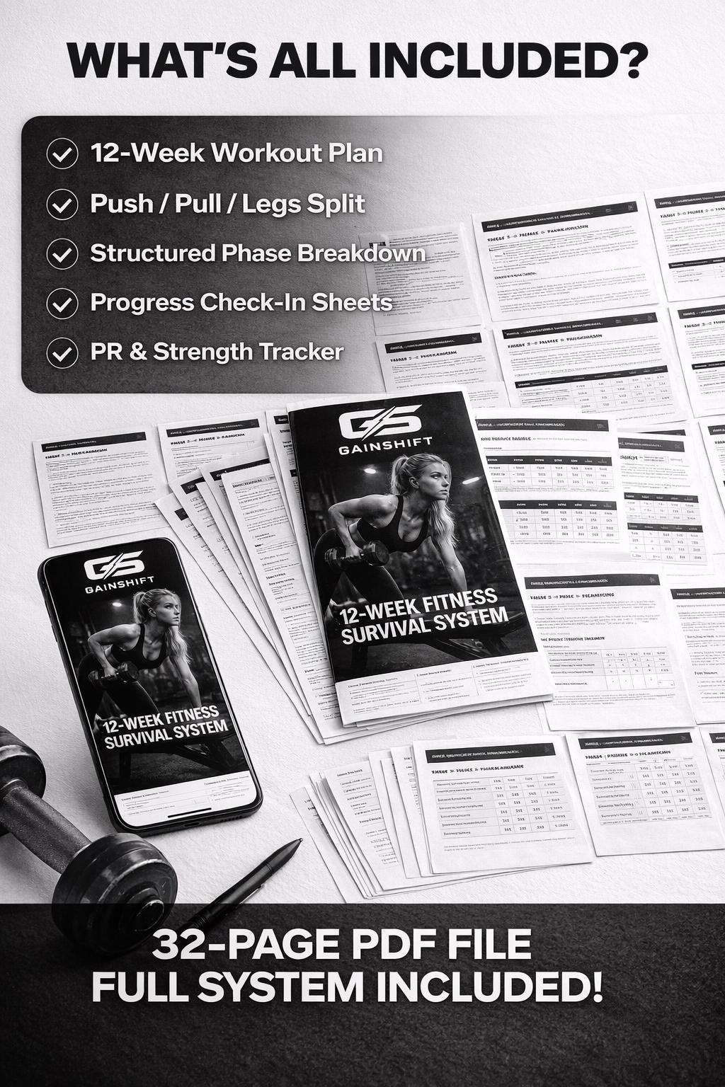 12 Week Workout Plan Printable | Gym Fitness System PDF | Strength ...